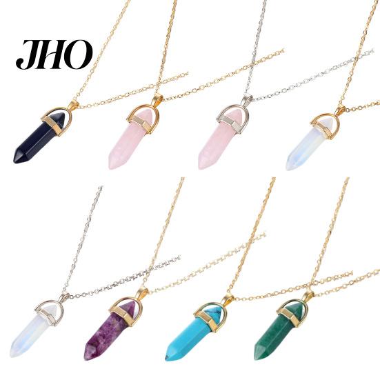 Chain Pendant Necklace Faux Crystal Stone Decorative Women Metal Jewelry Accessories Fashion