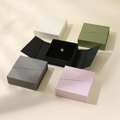 Dual-Opening Magnetic Flip Jewelry Packaging Box Earring Necklace Ring Jewelry Organizer Box Thick Kraft Paper Jewelry Box