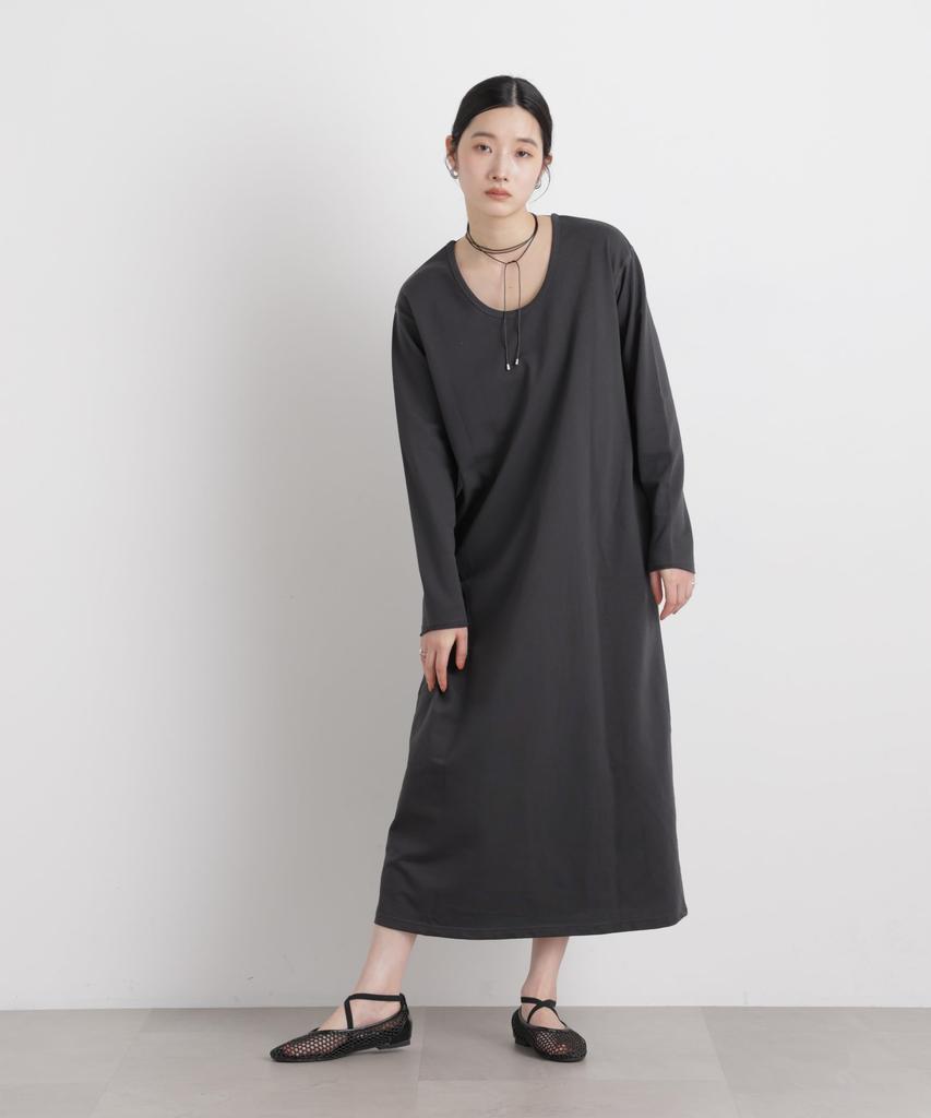 Reversible Dress with Choker Size [Nano Universe] Cut-and-Sewn (Women's, F, Charcoal) 669-6119309