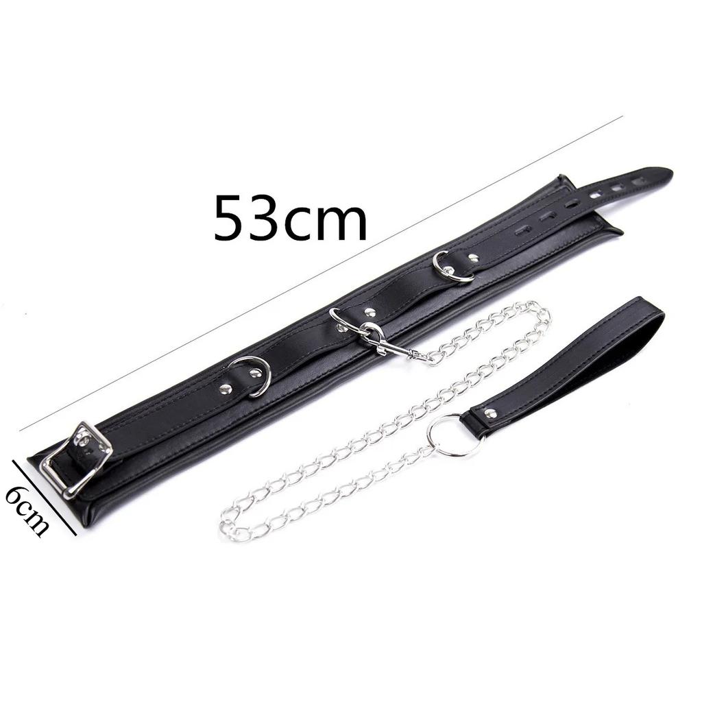 Esclave en Cuir BDSM Jeux Adultes Sexe Bondage Contention Menottes de Cou Fétiche Collier Jouet Sexuel Érotique