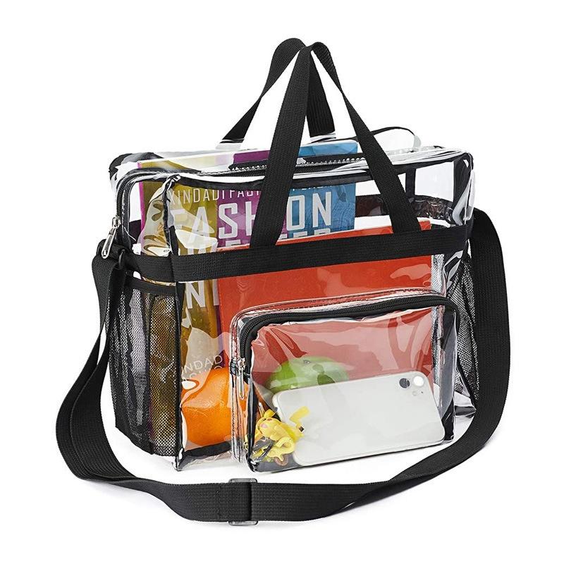 Tragbare durchsichtige PVC-Umhängetasche Crossbody-Tasche Tragetasche Aktentasche Handtasche für Damen Große Kapazität Klare Tasche Einkaufstasche