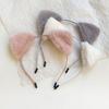 Women Hairband Soft Fluffy Plush Cartoon Kitty Ear Decor Elastic Narrow Brim Anti-slip Regular Fit Solid Color Head Decoration Hair Hoop