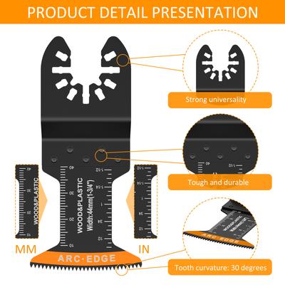 10Pcs Titanium Coated Oscillating Saw Blades 34MM Bi-metal Multi-Function Renovator Saw Blade for Wood Plastic Metal Cutter