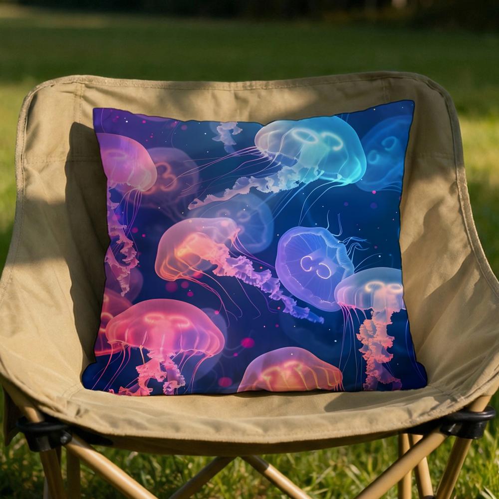 Marine Life Jellyfish Cushion Cover Soft Reversible Durable Pillow Cover MultiScene Use for Home Car Daily Comfort