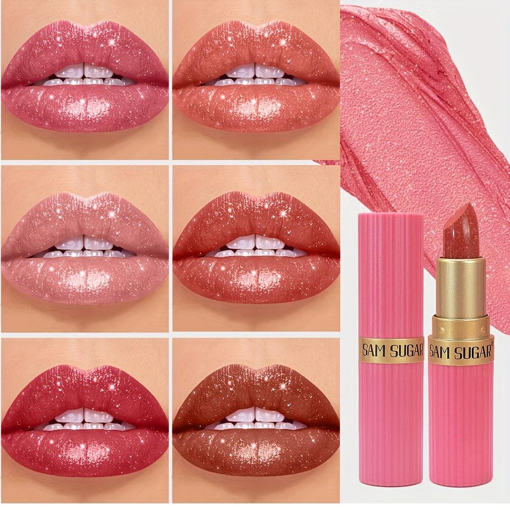 Glitter Shimmer Lipstick, Waterproof Long-Lasting Shine, Non-Stick Formula, Bright Red Tint  Cream Texture, Moisturizing Lip Balm
