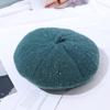 Glitter beret women's autumn and winter woolen hat with fleece winter knitted hat solid color women's hat