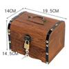 Retro Wooden Treasure Chest Piggy Bank with Lock Secure Coin Storage Box for Home Decor and Personal Valuables