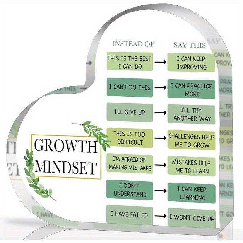 

Growth Mindset Acrylic Decor:Heart Art with Positive Sayings.Therapy/Classroom Mental Health Decor – Gift for Teachers/Students. чистый