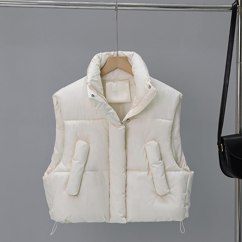 Winter women's loose versatile vest vest stand-up collar down cotton vest windproof Korean version short