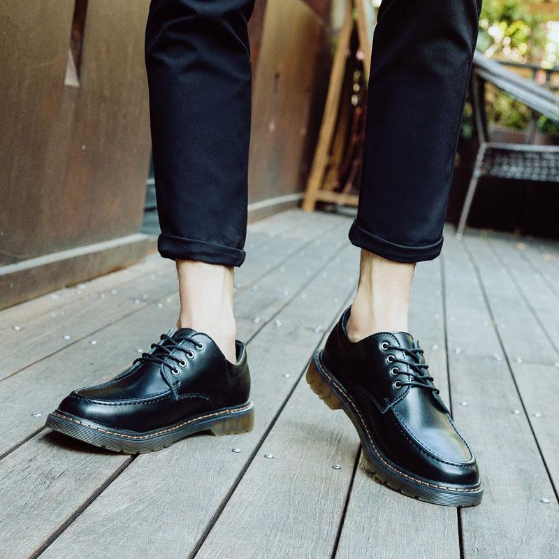 Mu Huisen men's shoes big head tooling leather shoes round head casual leather shoes retro wipe brown men's shoes beef tendon sole