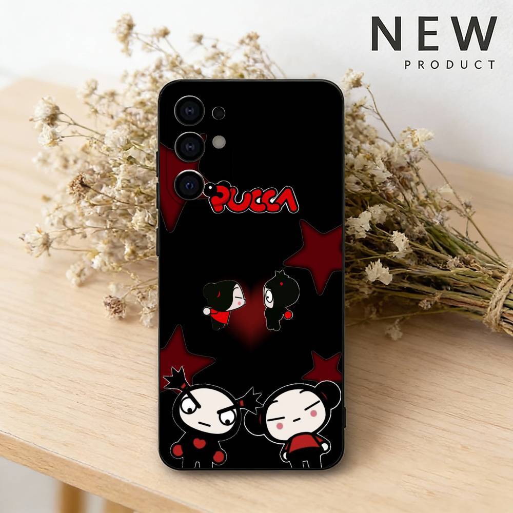 Cute Cartoon-Pucca phone Case For Samsung S26,25,24,21,22,23,30,20,Ultra,Plus,Fe,Lite Black Soft Cover