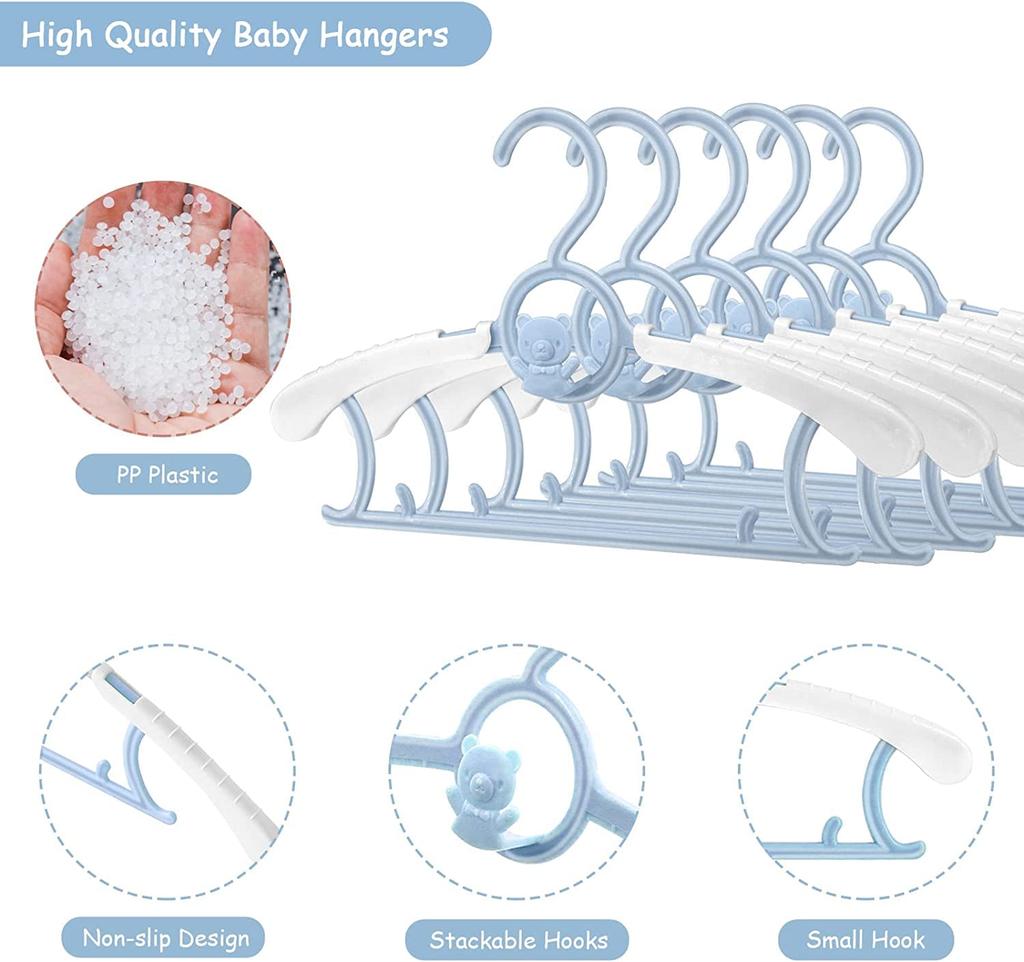Ultra-Thin Non-Slip Laundry Infant Pant Hangers for Newborn Clothes -Adjustable Children Coat Hanger for Girl Boy Toddler Kids