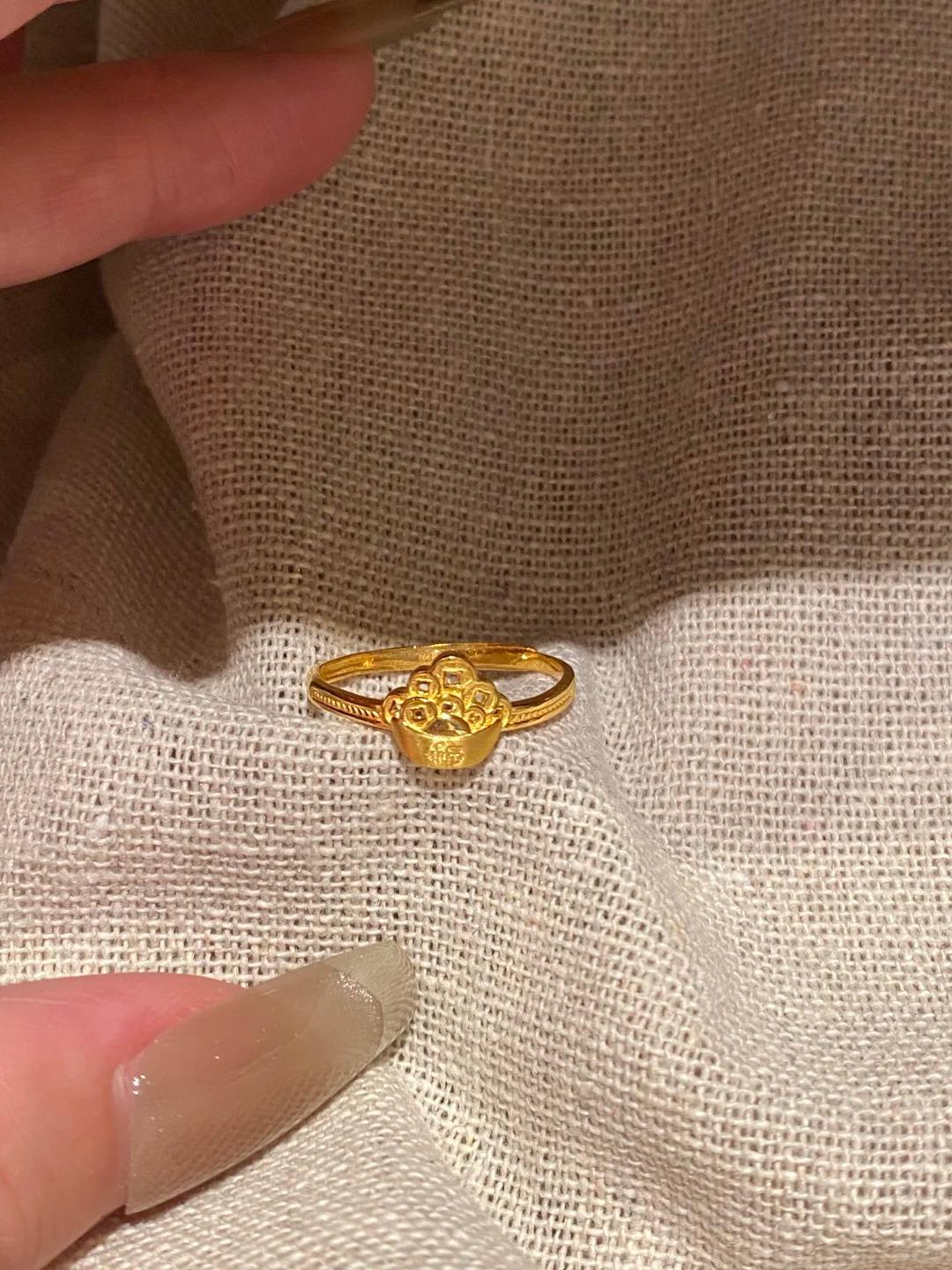 Xiaohongshu Bestseller: Chinese-Style Wealth & Treasure Gold Ruyi Ring Adjustable Open Size