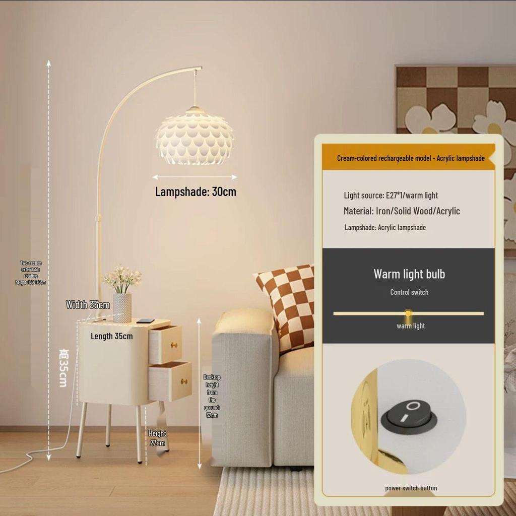 Modern Cream Floor Lamp: Versatile Style for Bedroom, Living Room, and Bedside