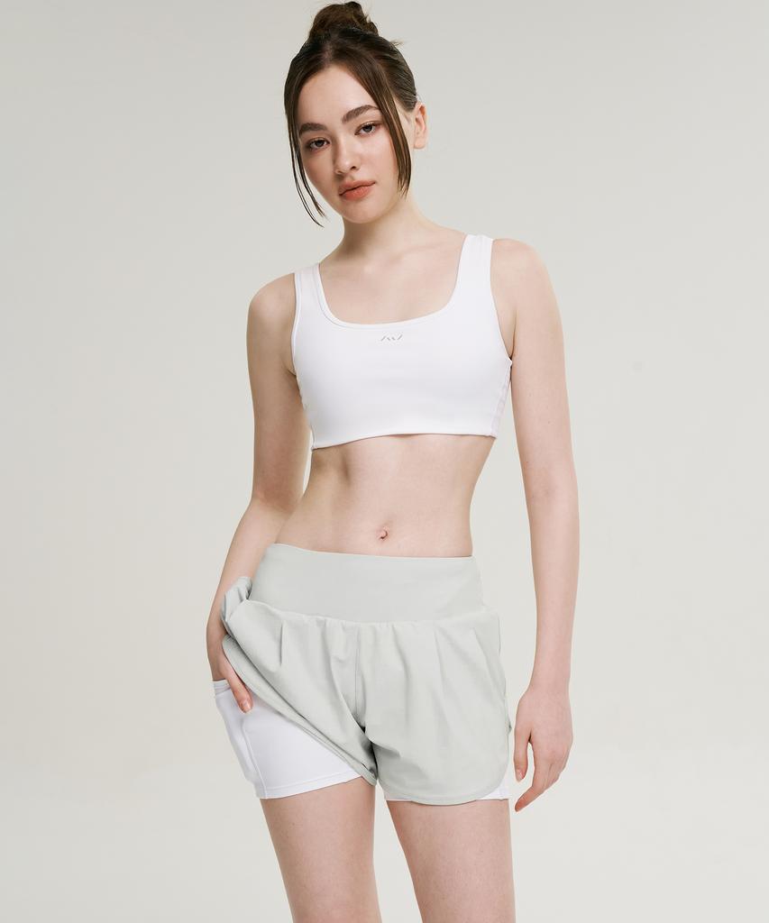 Leijibi Air Cooling 2-In-1 Leggings Shorts Sports (Water, Running, Workout, Gym) Two-In-One Shorts W Gray