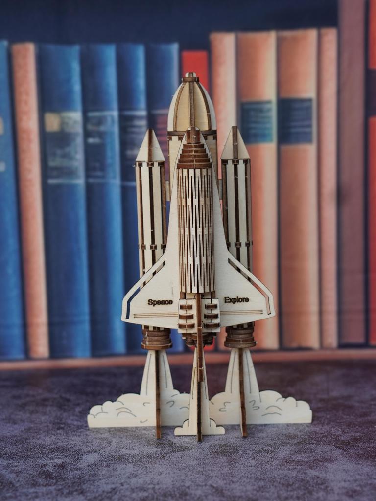 3D wooden puzzle for adults airplane model rocket building block toy kit, handmade DIY assembly model