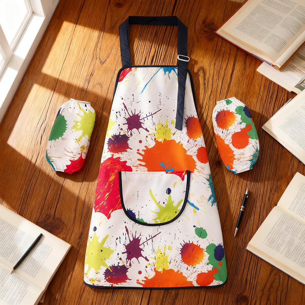Toddler Apron Adjustable Waterproof Bib With Sleeves Kids Aprons Painting For Boys Girls Ages 2-12 Baking Cooking Classroom Home
