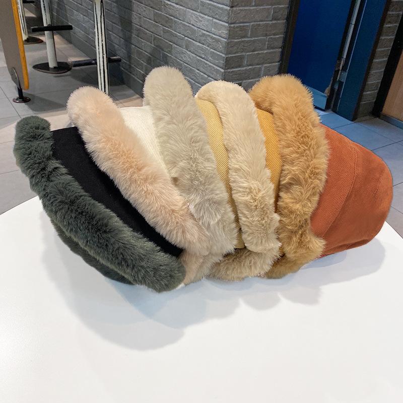 Winter New Burr Bucket Hat Women's Outdoor Plush Warm Fashion Plush Bucket Hat