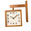 Wall Clock Simple Silent Square Double Sided Clock Wooden Decorative Corner Clock for Living Room