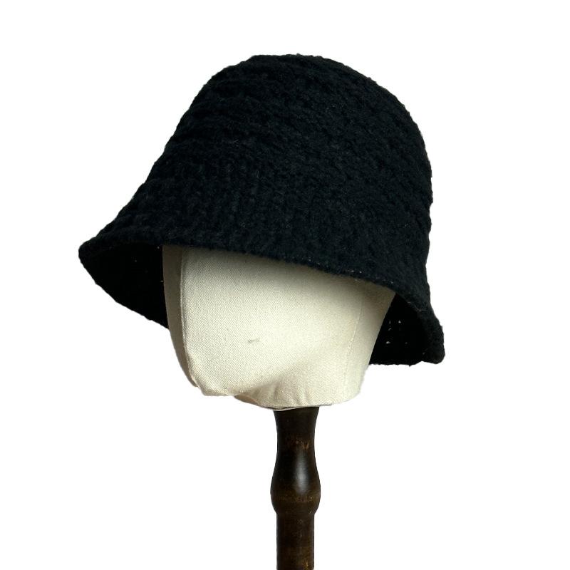 Autumn and Winter New Hollow Knitted Bucket Hat Versatile Face Small Fisherman Hat Simple Warm Basin Hat