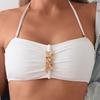 1011 new European and American bikini swimsuit women's white suspender high waist high-end swimsuit