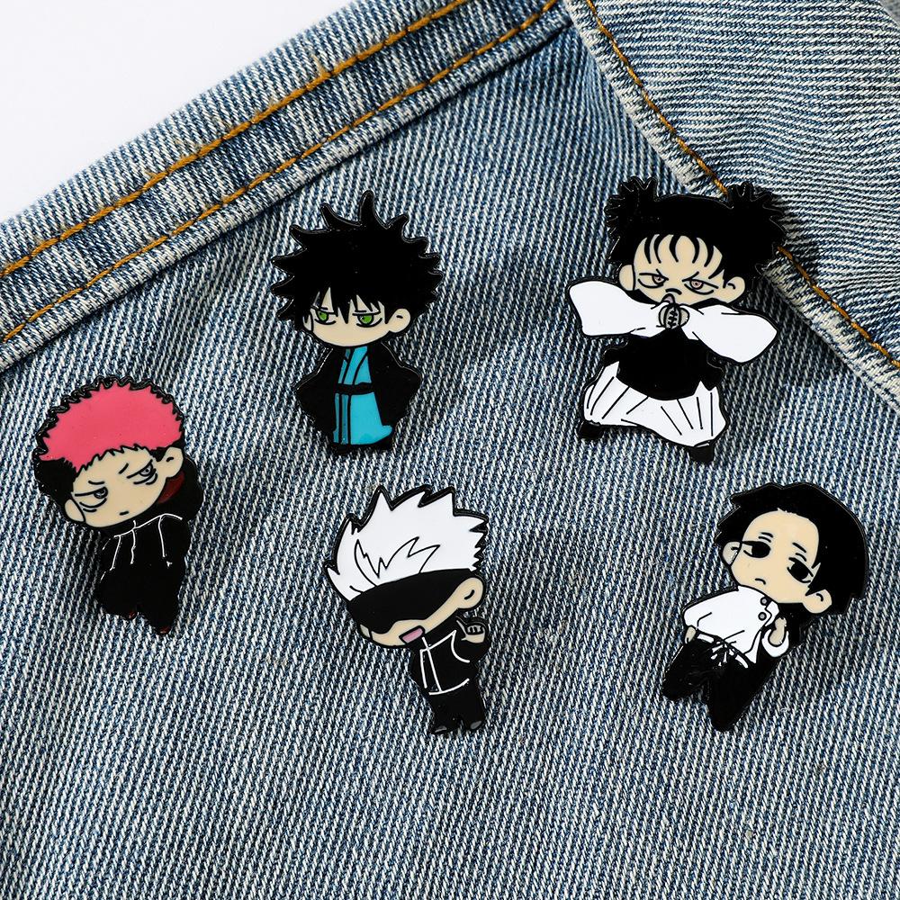 Japanese Creative Personality Spell Return to Battle Metal Badge Accessories Five Wushu Characters Alloy Brooch Pin