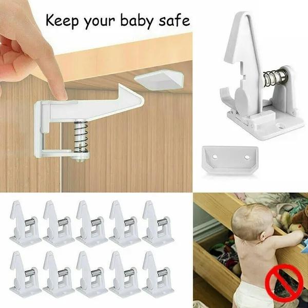 3Pcs Adhesive Safety Lock for Drawer Cabinet Door Invisible Buckle Closet Locks Security Lock