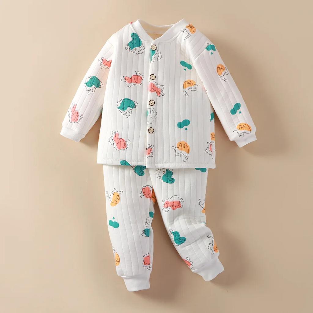 Neue Jungen Mädchen Herbst Winter Verdicken Warme Baumwolle Pyjamas Kinder Niedlich Cartoon Langarm Pyjamas Kleinkind Baby Bekleidungssets