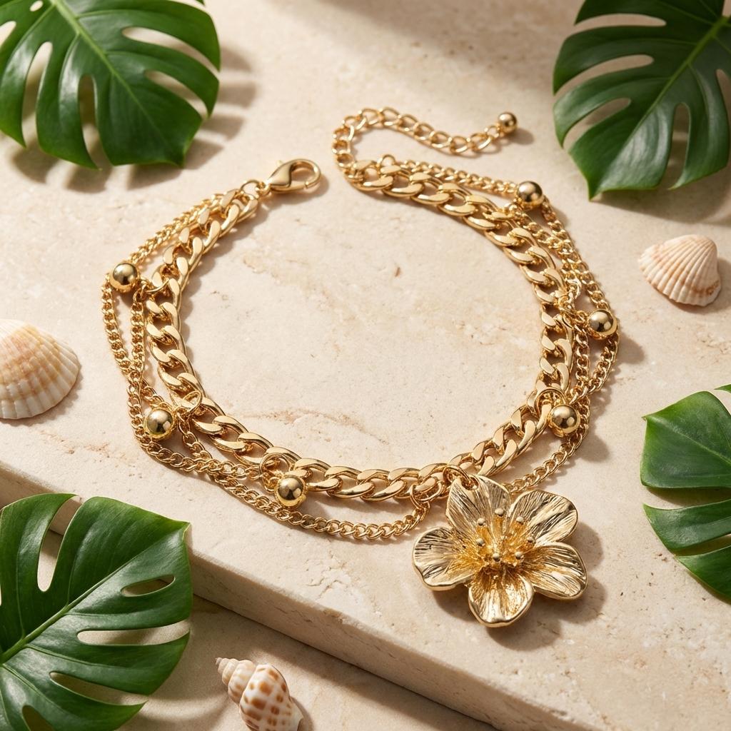 Sweet Enamel Glaze Flower Anklets for Women Boho Elegant Floral Anklet Leg Bracelet Adjustable Foot Chain Beach Sandals Jewelry