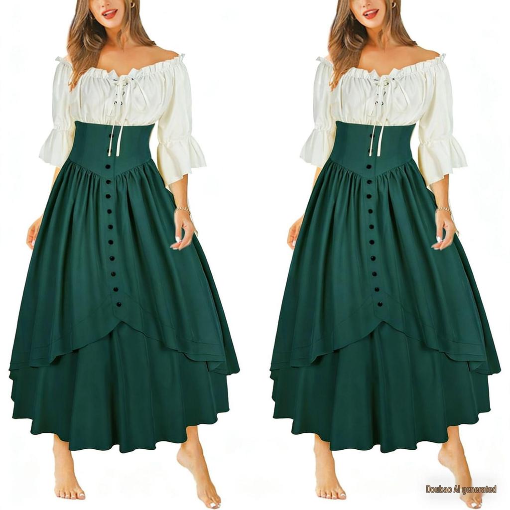 Renaissance Lace Asymmetrical Fairy Dress for Halloween