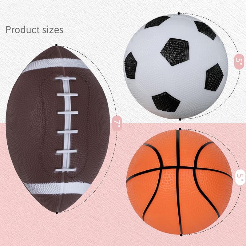 Inflatable Sport Ball Toy With Pump Rugby Football Soccer Ball Basketball For Toddlers Indoor & Outdoor Play Children Teaching