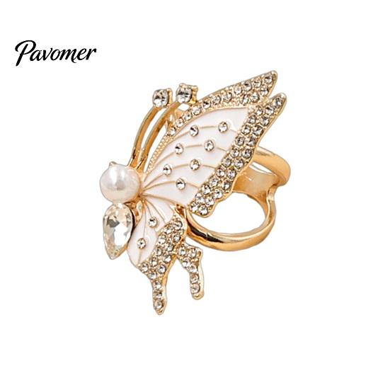 Electroplated Scarf Ring Rhinestone Butterfly Ring, Elegant Slide Sparkling Lightweight Holder for Women Silk Scarves Shawls Shirts Neckerchiefs Clip