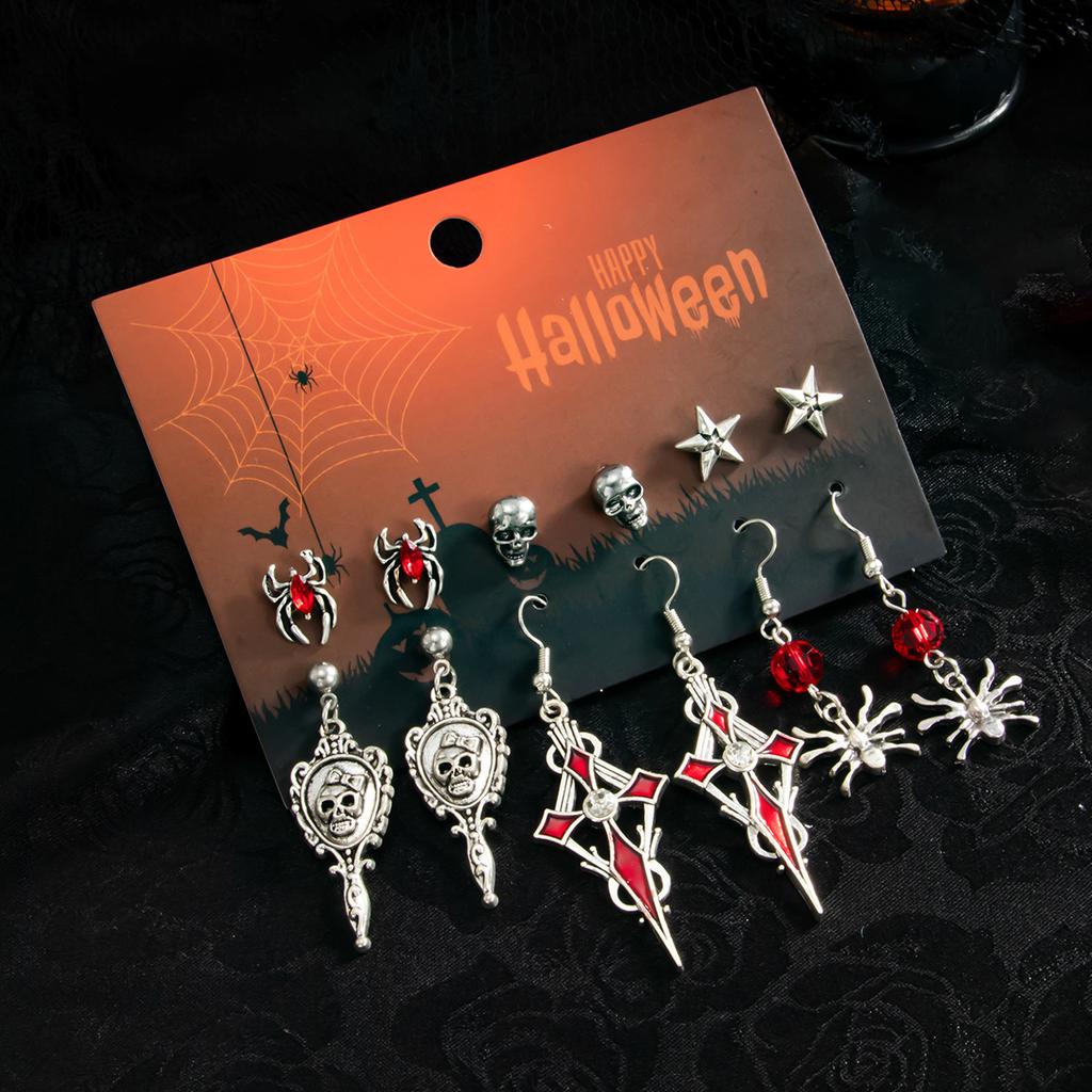 Set Cercei Halloween Desene Animate Amuzant Cap de Dovleac Fantomă Elemente Liliac Ciucure Set Bijuterii Urechi Înfricoșător Amuzant Trendy Accesorii Femei