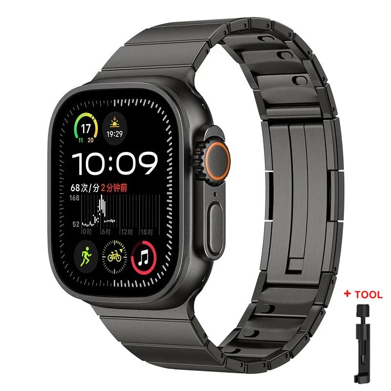 Stainless Steel Band For Apple Watch Ultra 2 49mm 10 46mm 9 8 7 SE 6 Man Strap for iWatch 45mm 41 42 44mm Metal Bracelet Correas