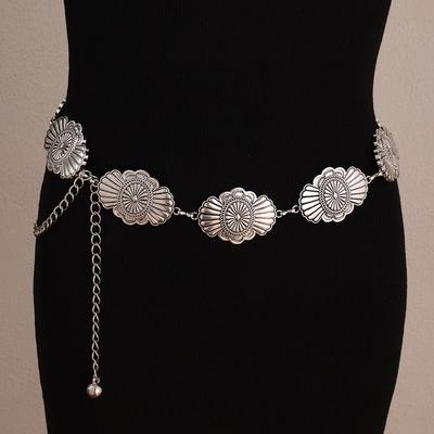 Ancient Gold Smearing Western Ins Style Metal Women's Waist Chain Retro Carving