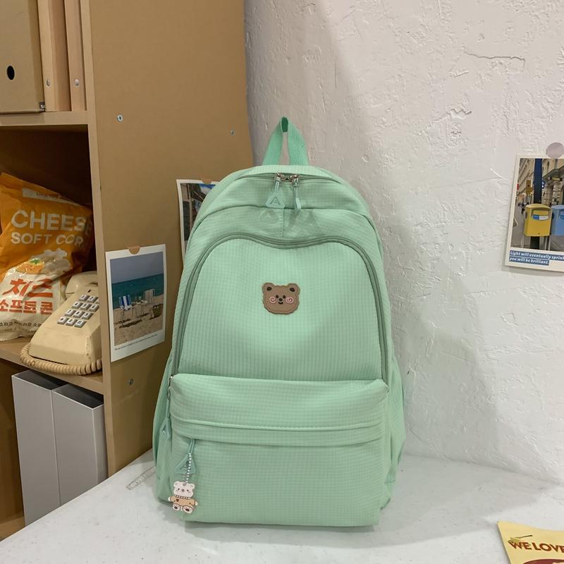 Solid Color Schoolbag Female Junior High School Student Campus Backpack Travel Backpack