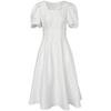 2024 Summer Chic: French-Inspired White Jacquard Dress with Square Collar
