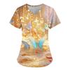 Women's T-shirt V-neck Nurse Uniform Commuting Comfortable Short Sleeved Butterfly Printed T-shirt for Women