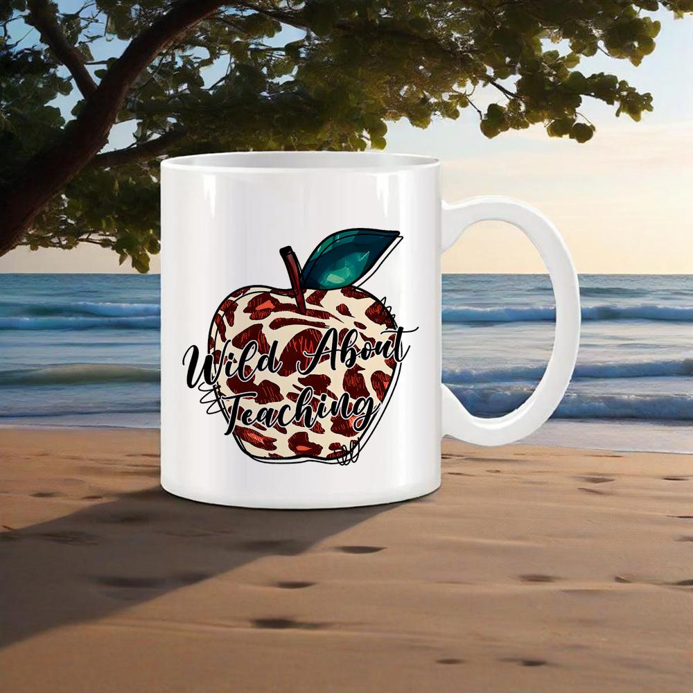 Light Blue Mug for Teachers' Day Lovely Water Mug for Educators Apply Shape Coffee Cup Rainbow Drinkware Back School Use Cups