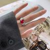 Jewelry Copper Bottom Gold-Plated Simulation Color Treasure Corundum Retro Temperament Ring Women 10 * 10