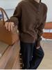 Women's French Retro Wool Cardigan - Irregular, Thick, Stand Collar Sweater for Autumn/Winter 