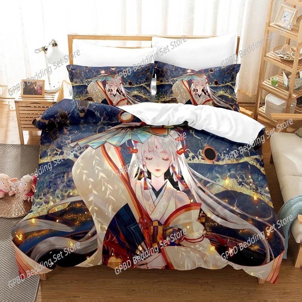 Game Kawaii Girls Onmyoji 3D Bedding Set Duvet Cover Pillowcases Single Twin Full Queen King Size Home Decor Quilt Boys Gift