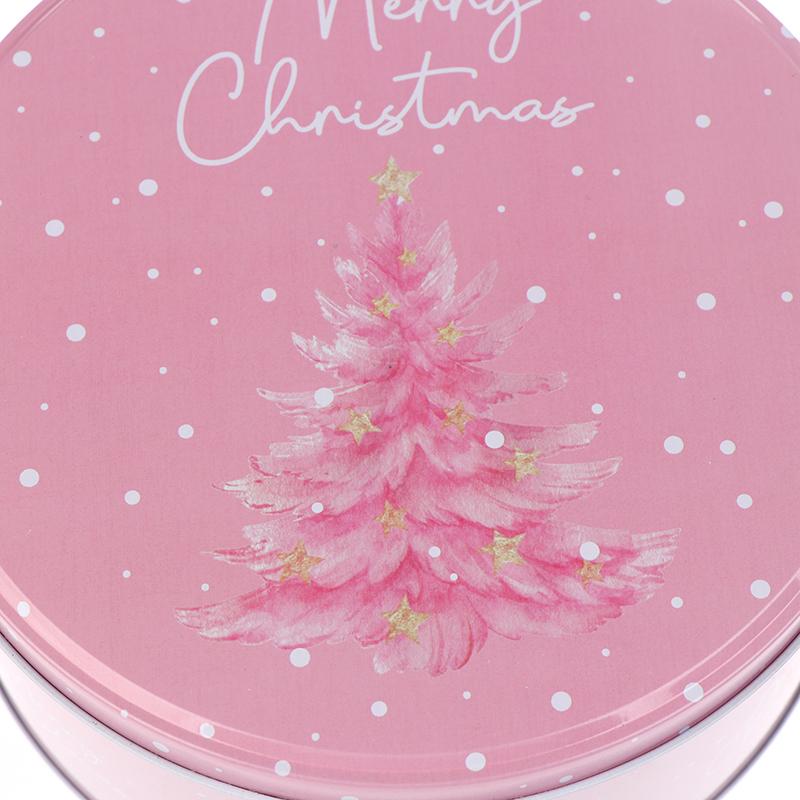 Round Christmas Gift Candy Box Cute Santa Claus Cookie Storage Containers Tinplate Metal Can For Holiday Xmas Happy New Year