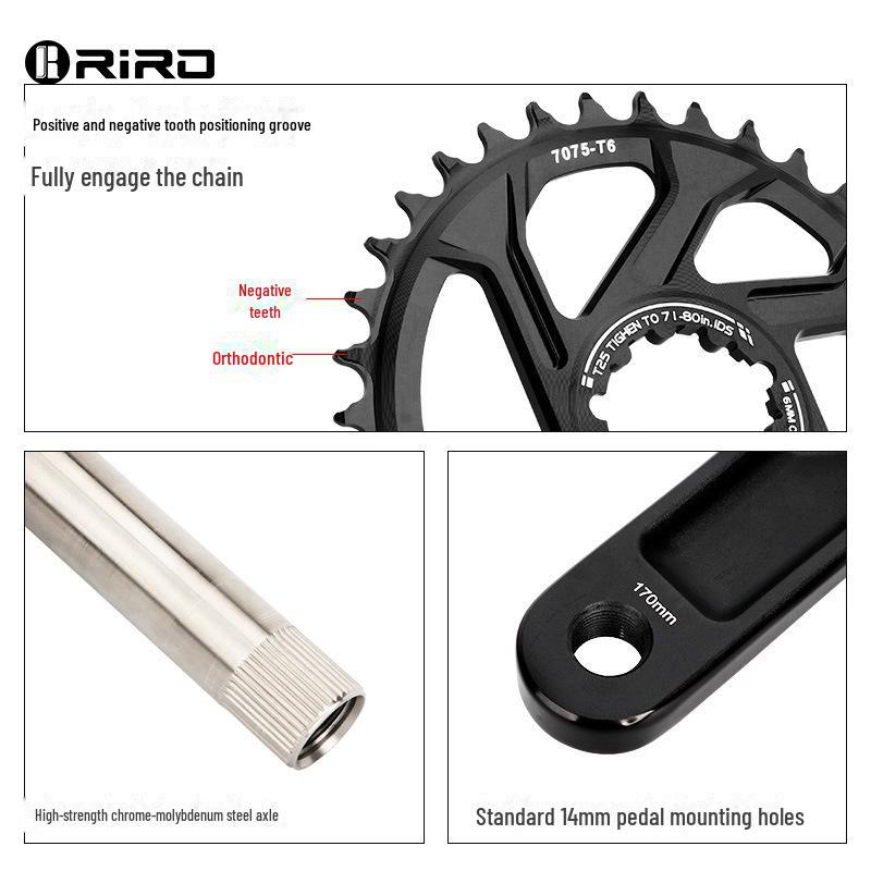 RIRO Gränsöverskridande GXP Mountainbike Kedjekrans: Hålig integrerad vevarm i aluminiumlegeringstillbehör