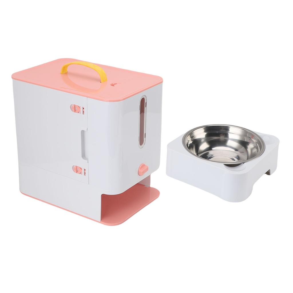 Multifunctional Pet Food Container Feeder Cat Food Dispenser Feeder Station Treat Storage for Indoor Outdoor Pink