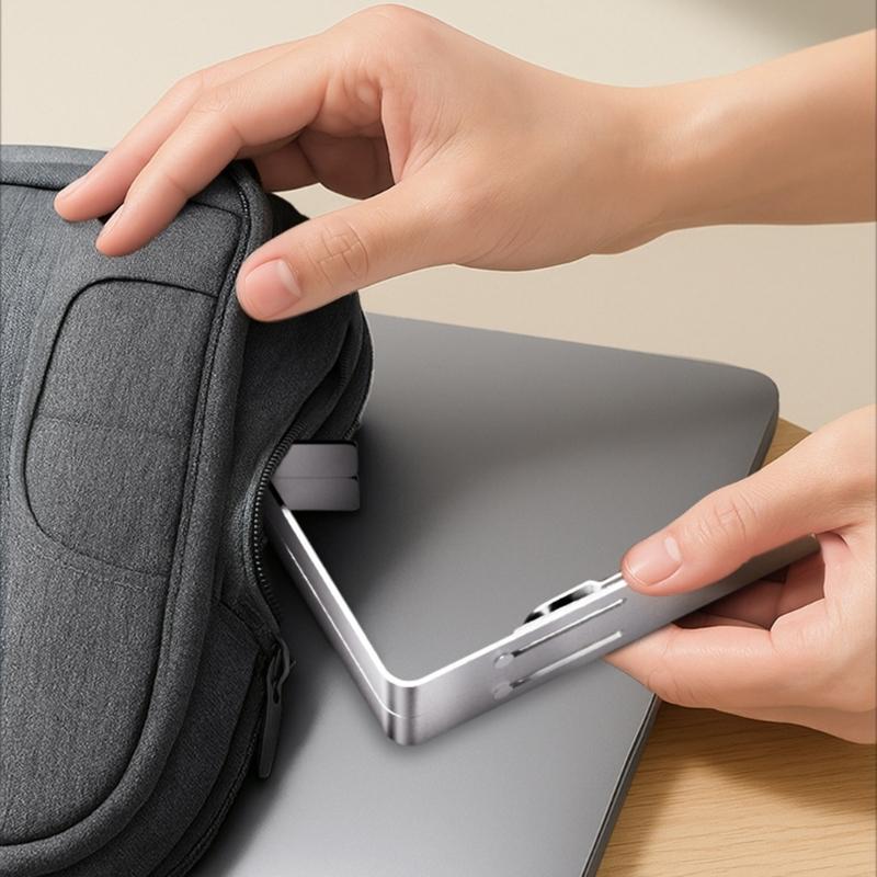 Foldable Computer Risers, Metal Notebook Support with AntiSlip Silicone Pad for Computer Notebook Tablets
