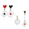 2 Pairs Fashionable Playing Card Earrings Trendy Asymmetric Poker Ear Pendants Handmade Accessories for Stylish Women