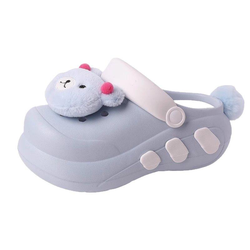 Cartoon Cute Thick-soled Girls Baotou Half Slippers New Summer Wear Beach Non-slip Heightening Casual Hole Shoes