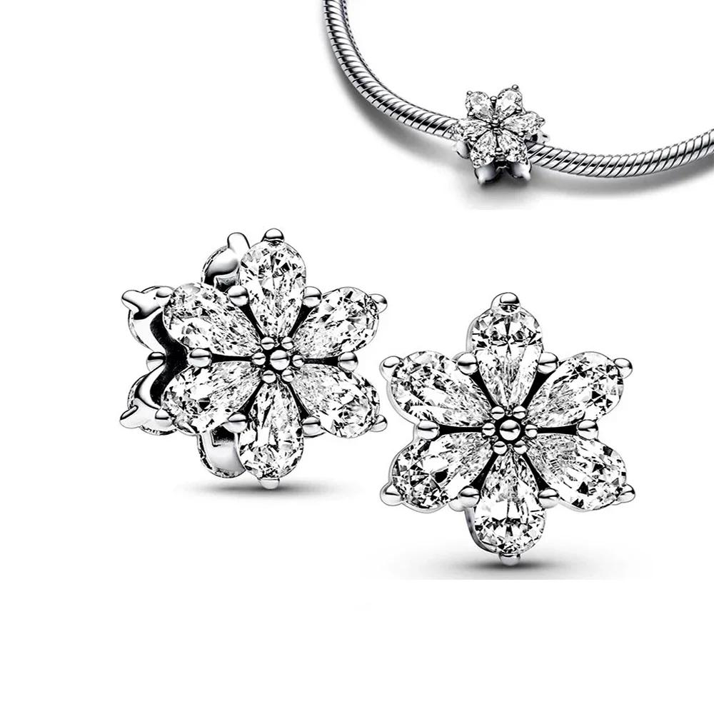 Classics Copper Skiing Penguin Charms Fit Original Bracelets Necklaces Geometric Snowflake Beads Jewelry Diy Gift