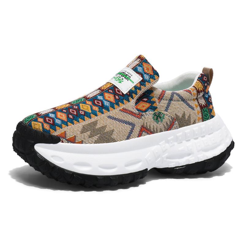 Men's shoes one-pedal summer platform canvas running sports shoes men's teenagers wear-resistant tire sole dad shoes